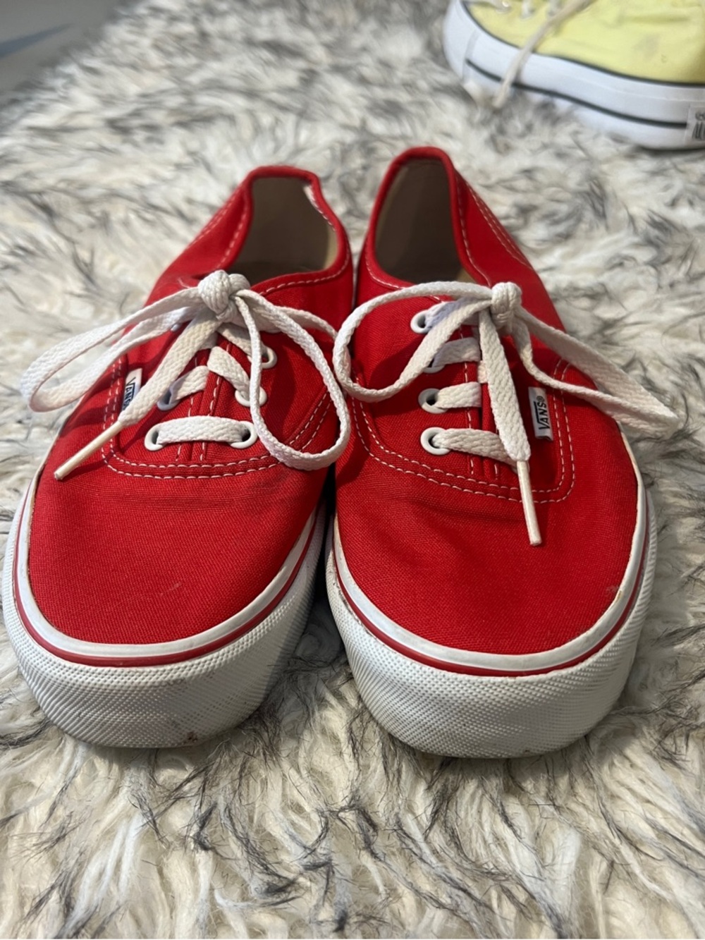 Vans Low-Top Canvas Sneakers in Red and White - Picture 6 of 8